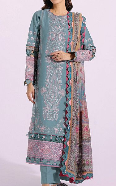 Ethnic Light Turquoise Lawn Suit | Pakistani Lawn Suits- Image 1
