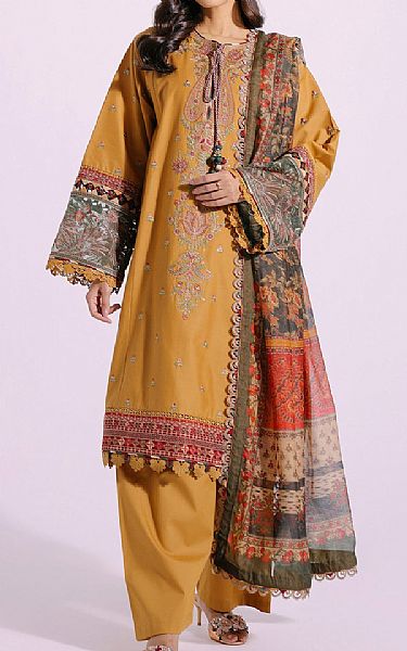 Ethnic Mustard Lawn Suit | Pakistani Lawn Suits- Image 1