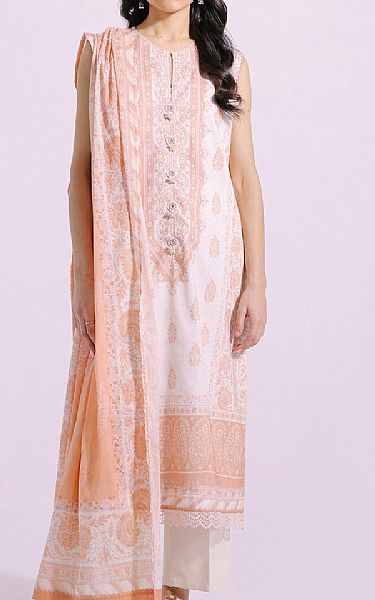 Ethnic Ivory/Peach Lawn Suit | Pakistani Lawn Suits- Image 1