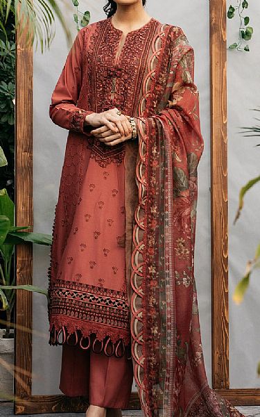 Ethnic Rust Lawn Suit | Pakistani Lawn Suits- Image 1