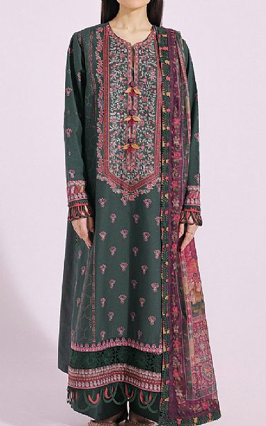 Ethnic Emerald Green Lawn Suit | Pakistani Lawn Suits- Image 1