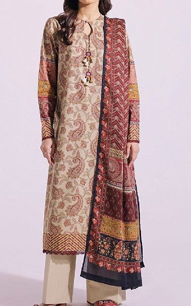 Ethnic Tan Lawn Suit | Pakistani Lawn Suits- Image 1