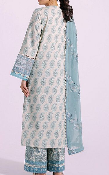 Ethnic White/Blue Lawn Suit | Pakistani Lawn Suits- Image 2