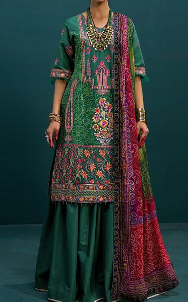Ethnic Grass Green Lawn Suit | Pakistani Dresses in USA- Image 1