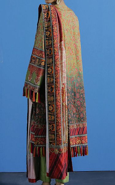 Ethnic Medium Olive Viscose Suit | Pakistani Dresses in USA- Image 2