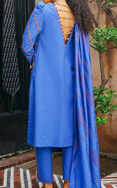Ethnic Royal Blue Khaddar Suit | Pakistani Dresses in USA- Image 2