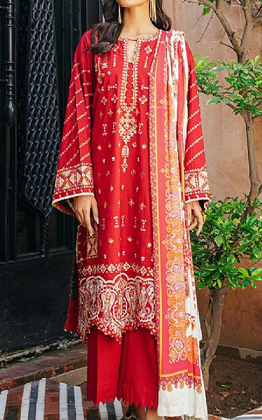 Ethnic Scarlet Khaddar Suit | Pakistani Dresses in USA- Image 1
