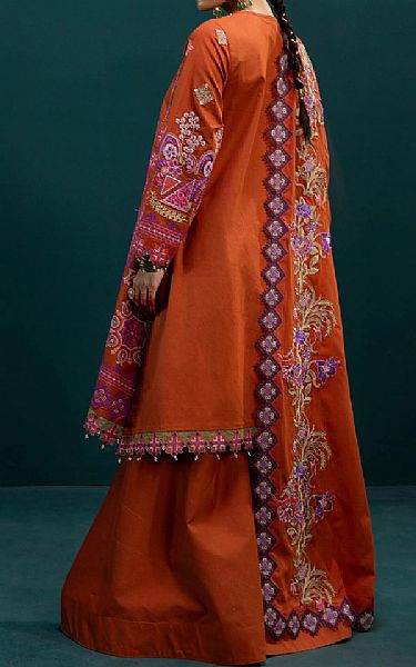 Ethnic Rust Lawn Suit | Pakistani Dresses in USA- Image 2