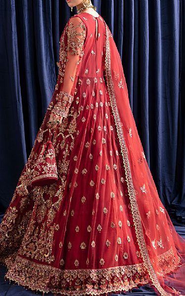 Fabiha Fatima Scarlet Net Suit | Pakistani Embroidered Chiffon Dresses- Image 2
