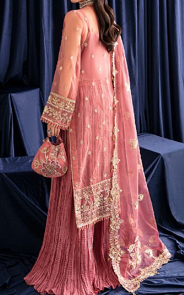 Fabiha Fatima Tea Pink Organza Suit | Pakistani Embroidered Chiffon Dresses- Image 2