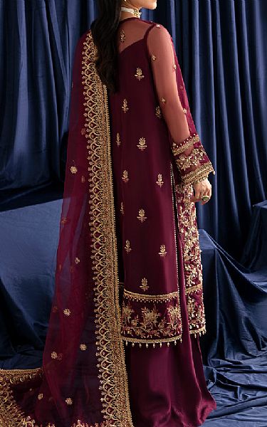 Fabiha Fatima Pansy Purple Organza Suit | Pakistani Embroidered Chiffon Dresses- Image 2