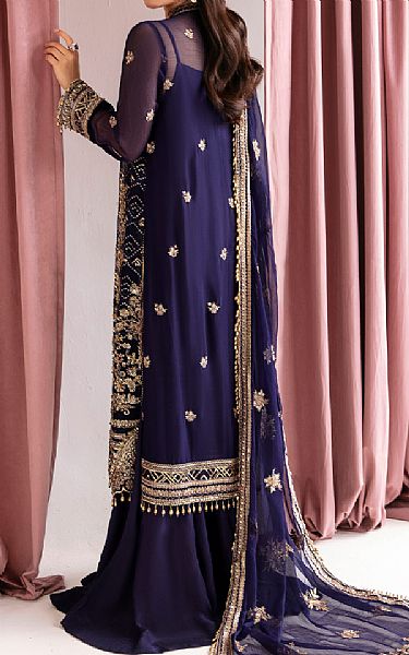Fabiha Fatima Indigo Chiffon Suit | Pakistani Embroidered Chiffon Dresses- Image 2
