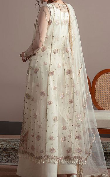 Fabiha Fatima Off White Net Suit | Pakistani Embroidered Chiffon Dresses USA- Image 2