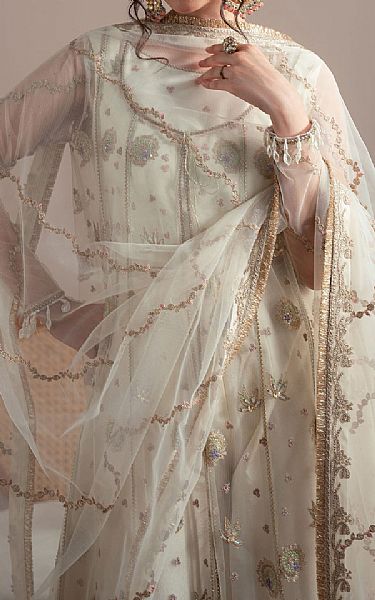 Fabiha Fatima Off White Net Suit | Pakistani Embroidered Chiffon Dresses USA- Image 3