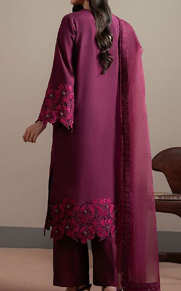 Fabiha Fatima Wine Berry Grip Silk Suit | Pakistani Embroidered Chiffon Dresses USA- Image 2