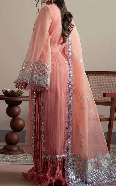 Fabiha Fatima Peachy Pink Organza Suit | Pakistani Embroidered Chiffon Dresses USA- Image 2