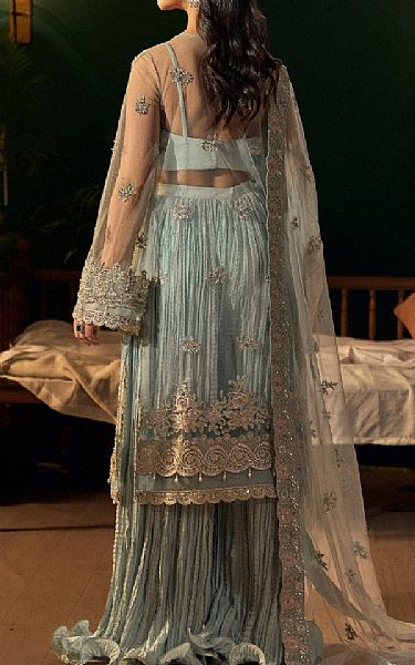 Fabiha Fatima Sky Blue Net Suit | Pakistani Embroidered Chiffon Dresses USA- Image 2