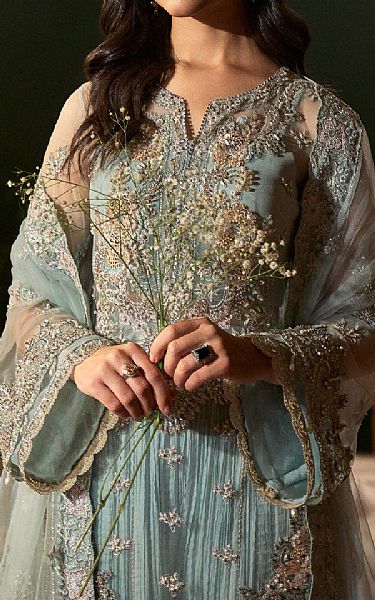 Fabiha Fatima Sky Blue Net Suit | Pakistani Embroidered Chiffon Dresses USA- Image 3
