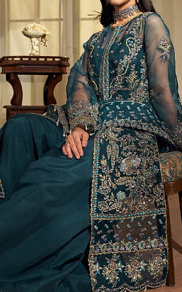 Fabiha Fatima Blue Dianne Organza Suit | Pakistani Embroidered Chiffon Dresses USA- Image 3