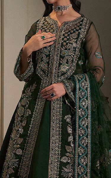 Fabiha Fatima Timber Green Organza Suit | Pakistani Embroidered Chiffon Dresses USA- Image 3