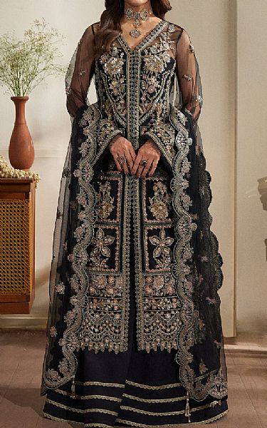 Fabiha Fatima Black Net Suit | Pakistani Embroidered Chiffon Dresses USA- Image 1
