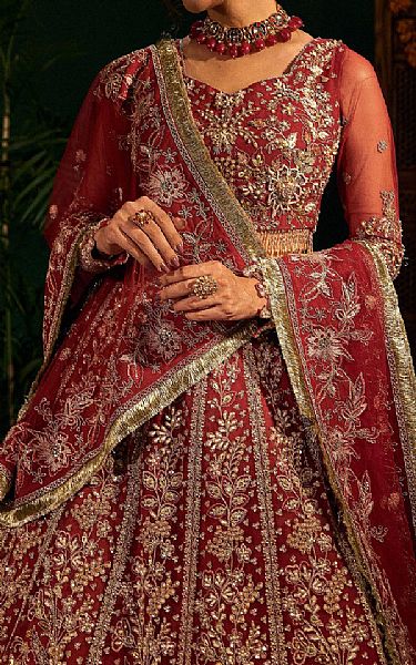 Fabiha Fatima Red Net Suit | Pakistani Embroidered Chiffon Dresses USA- Image 3
