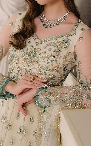 Fabiha Fatima Ivory Net Suit | Pakistani Embroidered Chiffon Dresses USA- Image 3