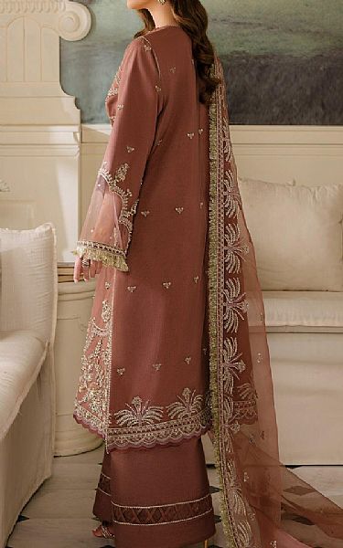 Fabiha Fatima Copper Rust Net Suit | Pakistani Embroidered Chiffon Dresses USA- Image 2