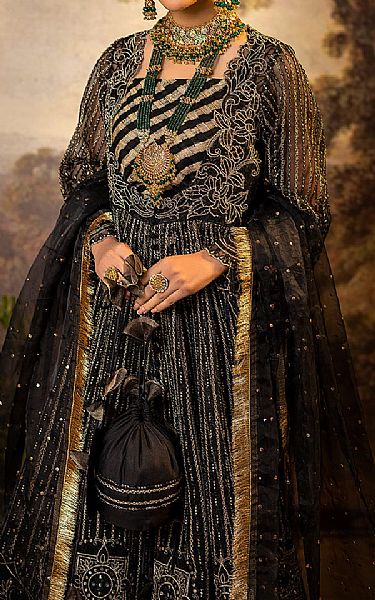 Faiza Faisal Black Organza Suit | Pakistani Embroidered Chiffon Dresses- Image 2