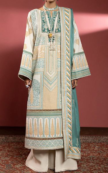Faiza Faisal Ivory Jacquard Suit | Pakistani Winter Dresses- Image 1