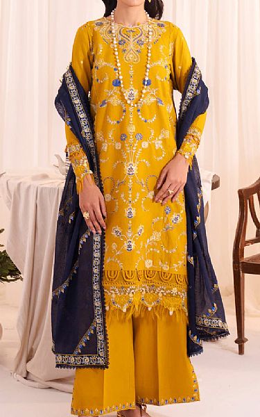 Faiza Faisal Mustard Lawn Suit | Pakistani Lawn Dress in USA- Image 1