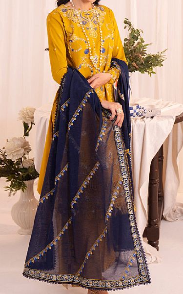 Faiza Faisal Mustard Lawn Suit | Pakistani Lawn Dress in USA- Image 2