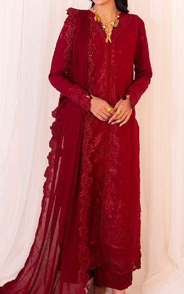 Faiza Faisal Maroon Lawn Suit | Pakistani Lawn Dress in USA- Image 1