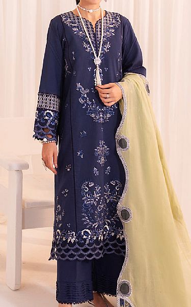 Faiza Faisal Navy Blue Lawn Suit | Pakistani Lawn Dress in USA- Image 1