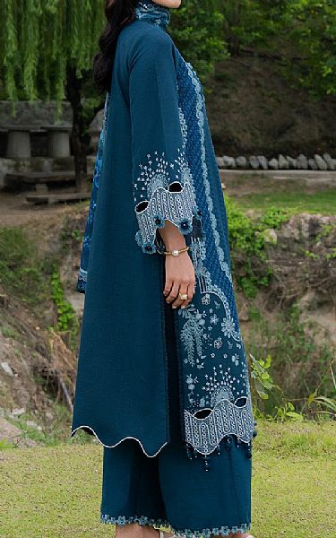 Faiza Faisal Teal Blue Khaddar Suit | Pakistani Winter Dresses in USA- Image 2