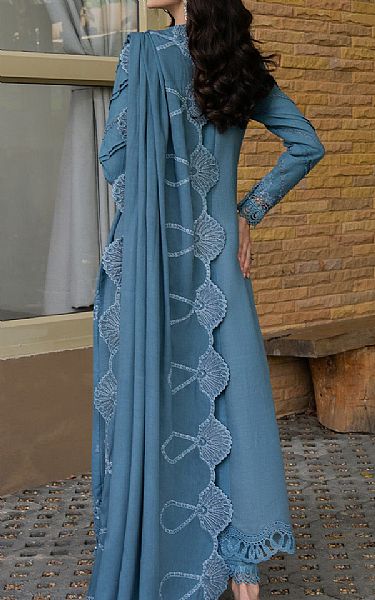 Faiza Faisal Dull Blue Khaddar Suit | Pakistani Winter Dresses in USA- Image 2