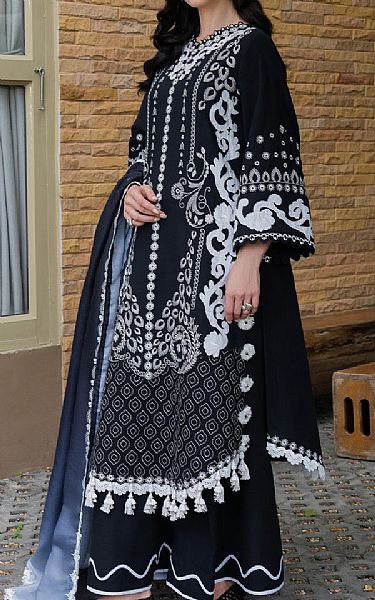 Faiza Faisal Black/Off White Khaddar Suit | Pakistani Winter Dresses in USA- Image 2