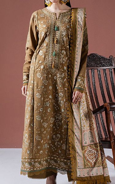 Faiza Faisal Clay Brown Karandi Suit | Pakistani Winter Dresses in USA- Image 1