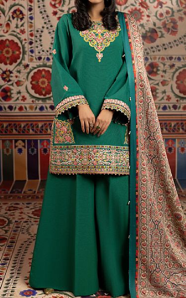Faiza Faisal Teal Khaddar Suit | Pakistani Winter Dresses- Image 1