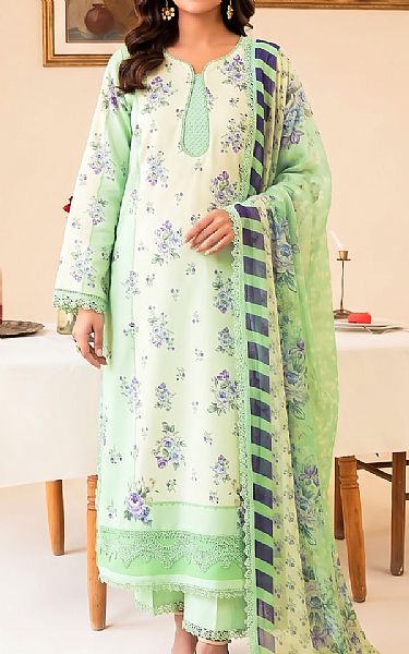 Faiza Faisal Light Green Lawn Suit | Pakistani Lawn Dress in USA- Image 1