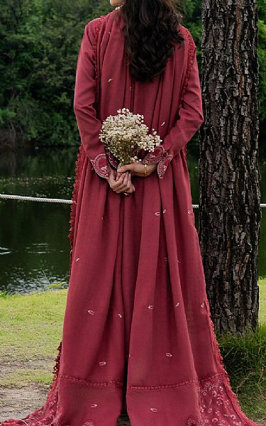 Faiza Faisal Solid Pink Karandi Suit | Pakistani Winter Dresses in USA- Image 2