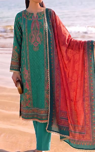 Faiza Faisal Sea Green Lawn Suit | Pakistani Lawn Dress in USA- Image 1