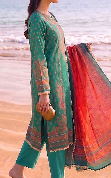 Faiza Faisal Sea Green Lawn Suit | Pakistani Lawn Dress in USA- Image 2