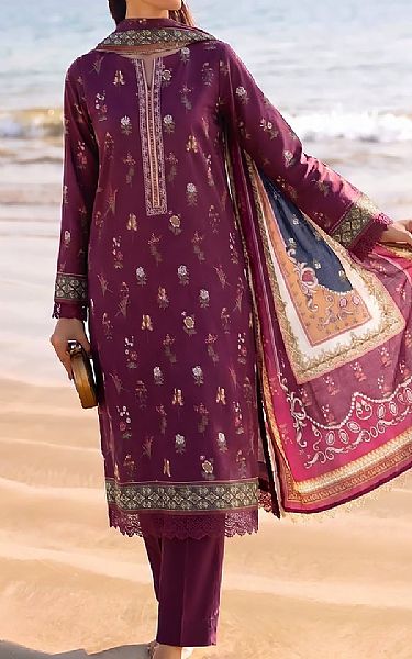 Faiza Faisal Plum Lawn Suit | Pakistani Lawn Dress in USA- Image 1