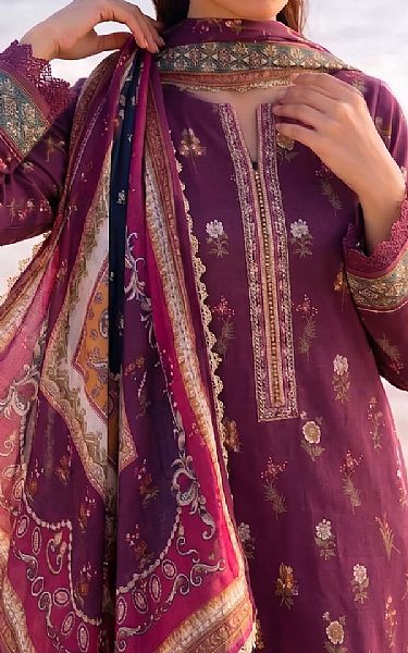 Faiza Faisal Plum Lawn Suit | Pakistani Lawn Dress in USA- Image 2