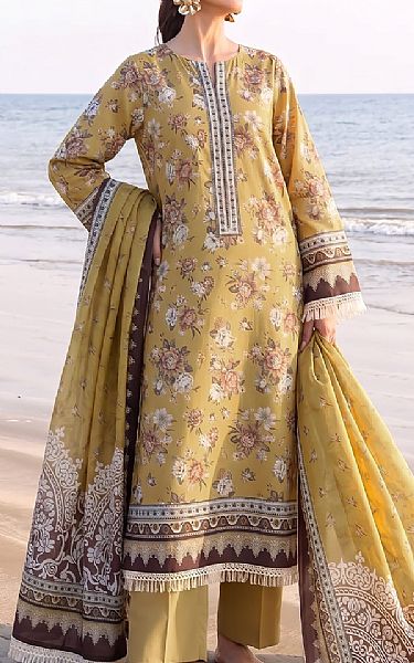 Faiza Faisal Sand Gold Lawn Suit | Pakistani Lawn Dress in USA- Image 1