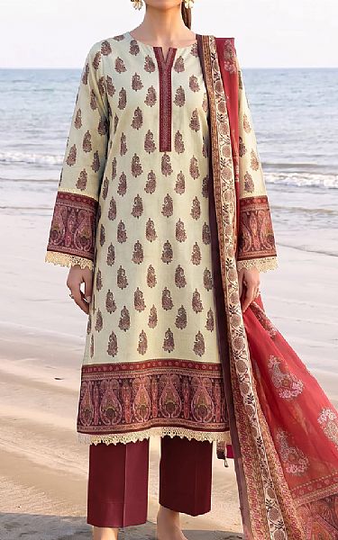 Faiza Faisal Off White Lawn Suit | Pakistani Lawn Dress in USA- Image 1