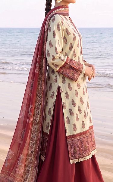 Faiza Faisal Off White Lawn Suit | Pakistani Lawn Dress in USA- Image 2