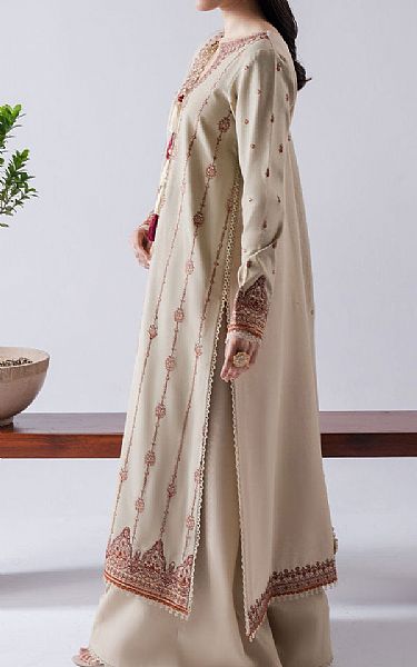 Faiza Faisal Beige Karandi Suit | Pakistani Winter Dresses in USA- Image 2