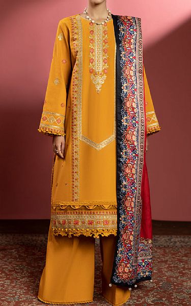 Faiza Faisal Mustard Khaddar Suit | Pakistani Winter Dresses- Image 1